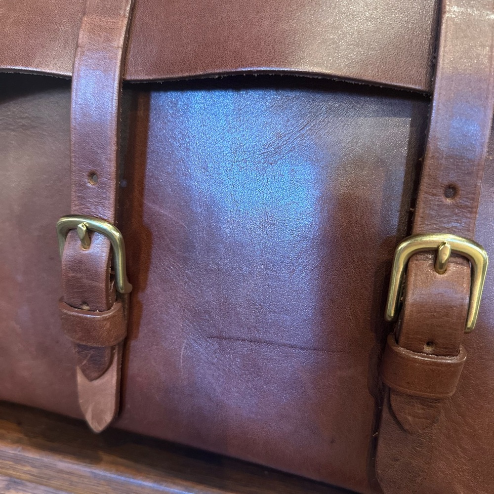 Classic Men's Leather Saddlebag Briefcase - Brown, Colonel Littleton - Picture 6 of 7